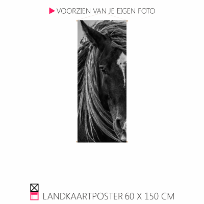 Happy Landkaartposter textielposter leuk voor aande wand paard pony hond rhodesian ridgeback veulen shetty shetlander pony cob horse pferde happy stable oprolbaar houten stokjes