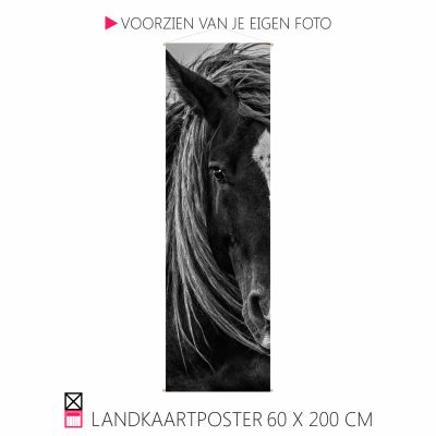 Happy Landkaartposter textielposter leuk voor aande wand paard pony hond rhodesian ridgeback veulen shetty shetlander pony cob horse pferde happy stable oprolbaar houten stokjes