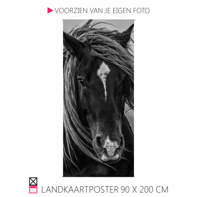 Happy Landkaartposter textielposter leuk voor aande wand paard pony hond rhodesian ridgeback veulen shetty shetlander pony cob horse pferde happy stable oprolbaar houten stokjes